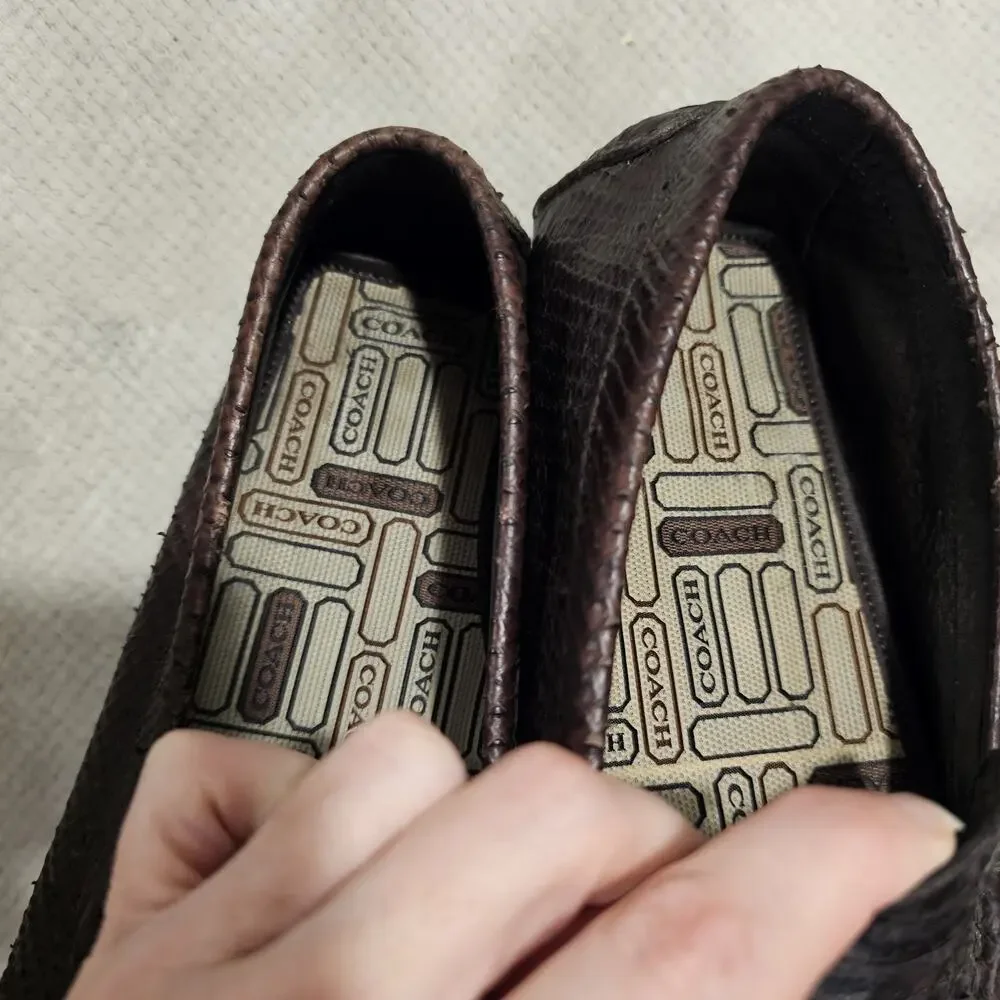 COACH Gary Men's Genuine Python Snakeskin Driving Loafers Shoes Brown 11.5 D